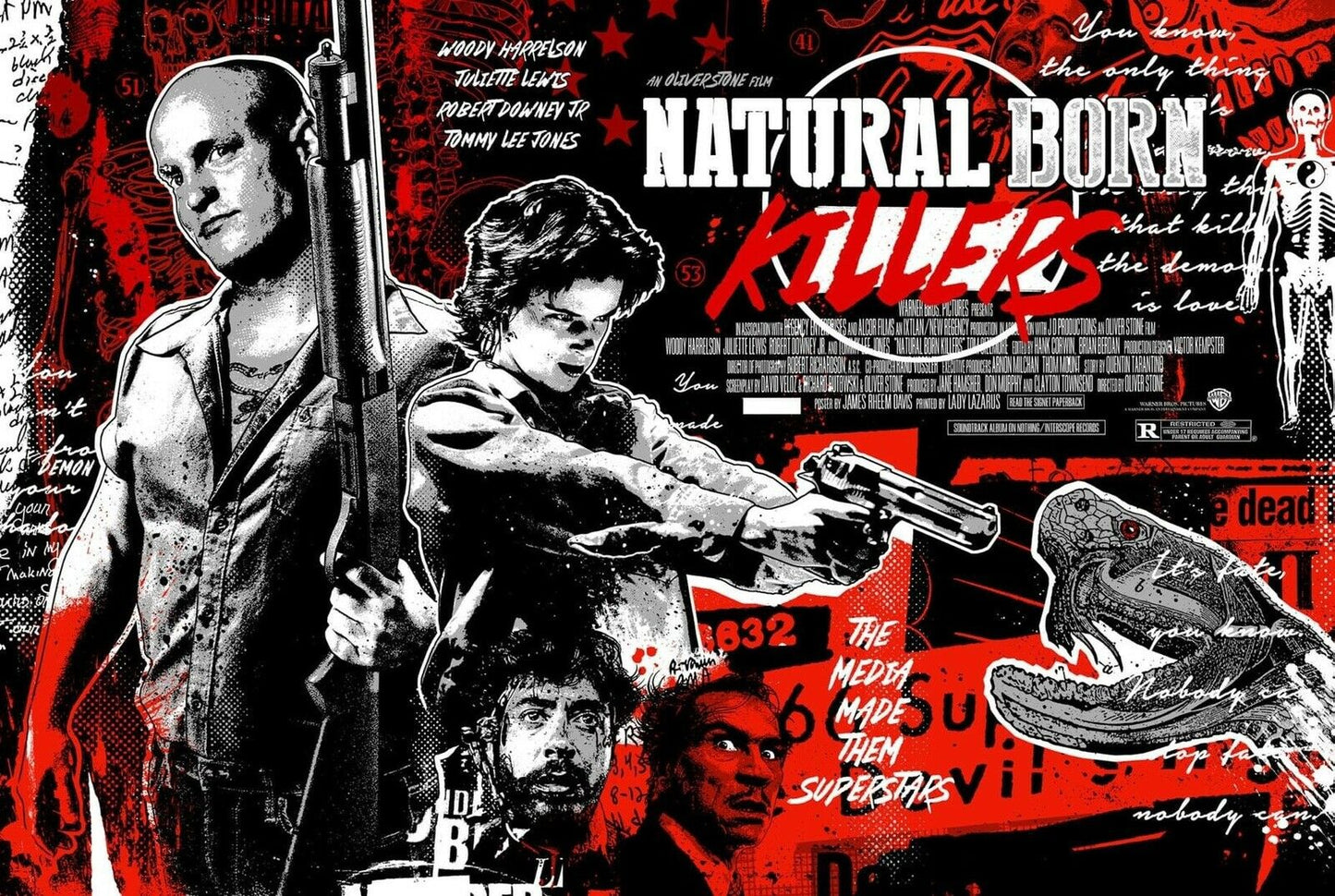 Natural Born Killers by James Rheem Davis, 36" x 24" Screen Print