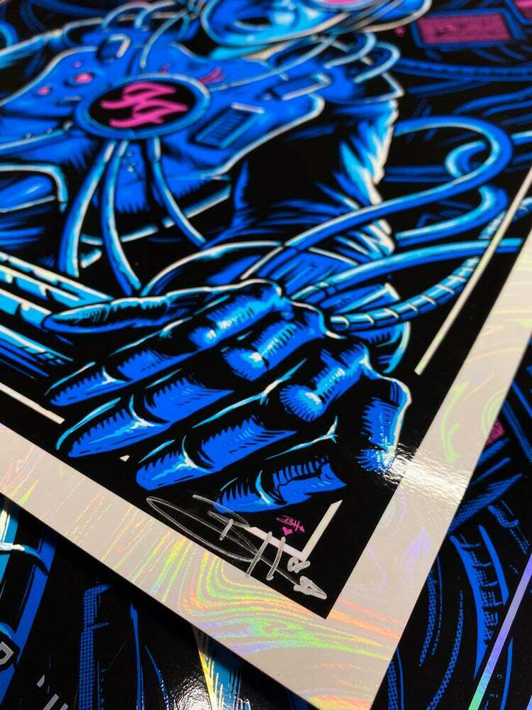 Foo Fighters Fresno 2021 White Swirl Foil by Brandon Heart, 18" x 24" Screen Print