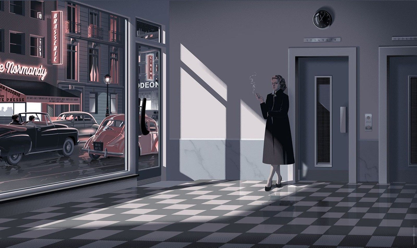 Elevator to the Gallows (Waiting for Julien) by Laurent Durieux, 36" x 24" Screen Print