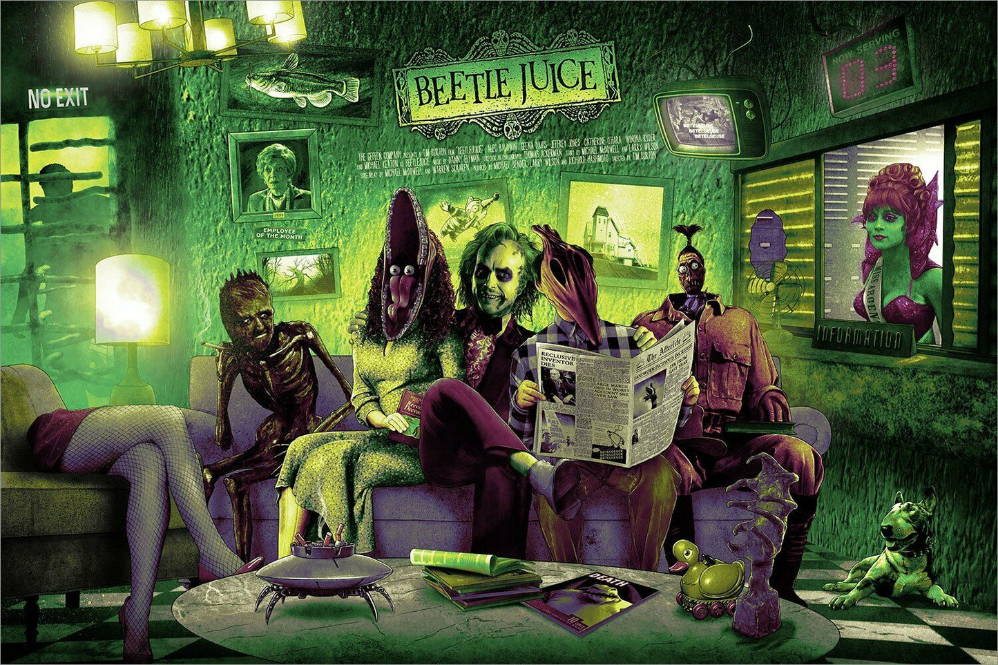 Beetlejuice (Blacklight) by Kevin Wilson, 36" x 24" Screen Print