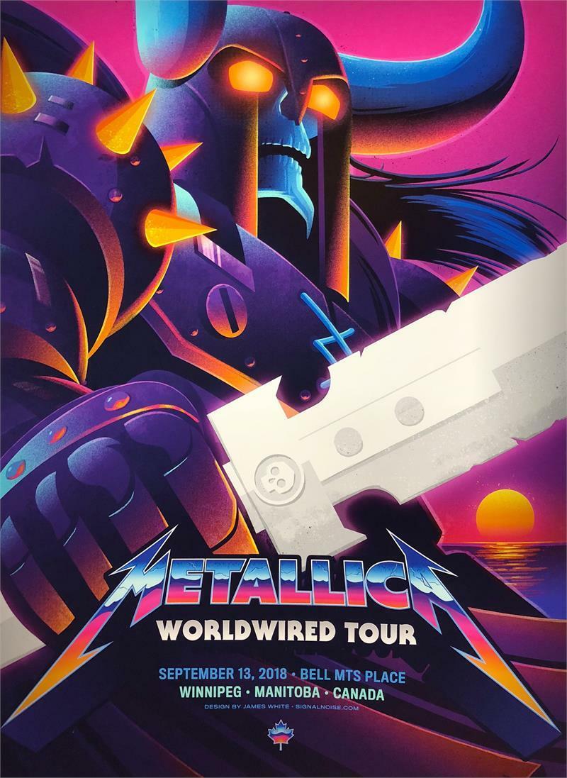 Metallica Winnipeg 2018 by James White, 18" x 24" Lithograph