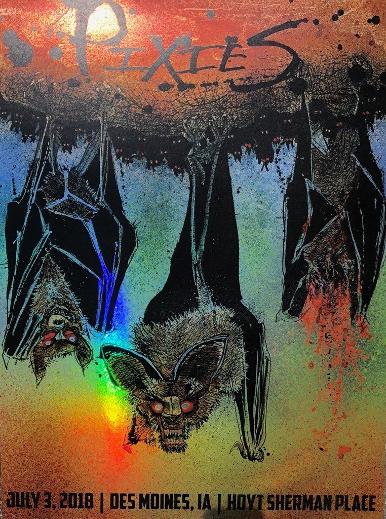 Pixies Des Moines 2018 (foil variant) by Joey Feldman, 18" x 24" Screen Print