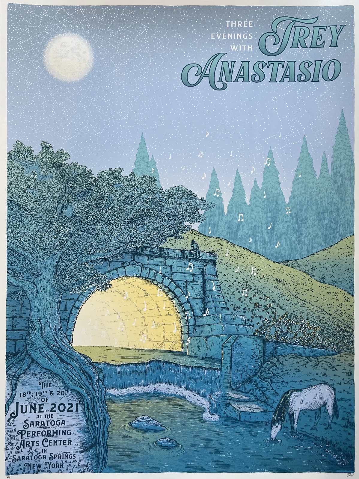 Trey Anastasio Saratoga 2021 by Max Wesoloski, 18" x 24" Screen Print