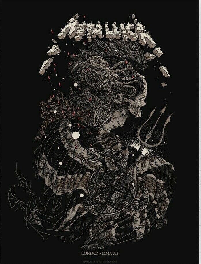 Metallica London 2017 Show by Richey Beckett, 18" x 24" Screen Print