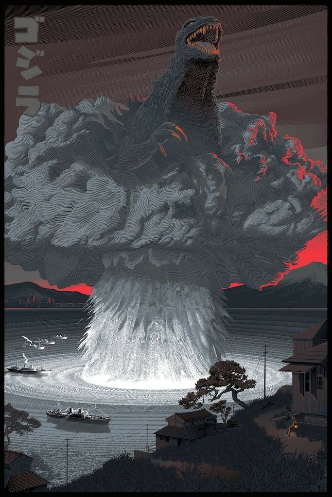 Godzilla (variant) by Laurent Durieux, 24" x 36" Screen Print