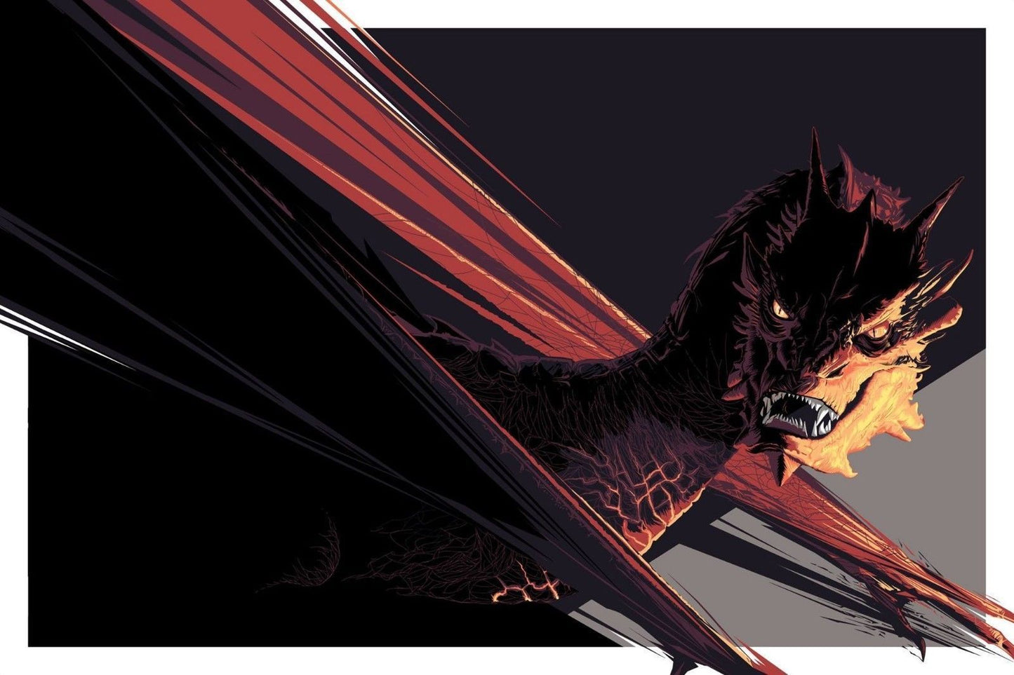 Smaug (Lord of the Rings: The Hobbit) by Craig Drake, 36" x 24" Screen Print