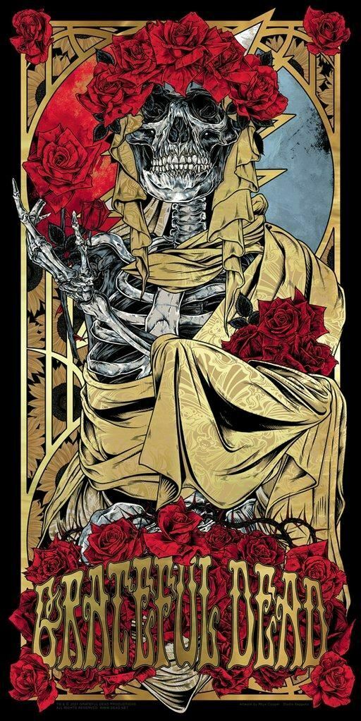 Grateful Dead 2021 Gold Foil by Rhys Cooper, 18" x 36" Screen Print