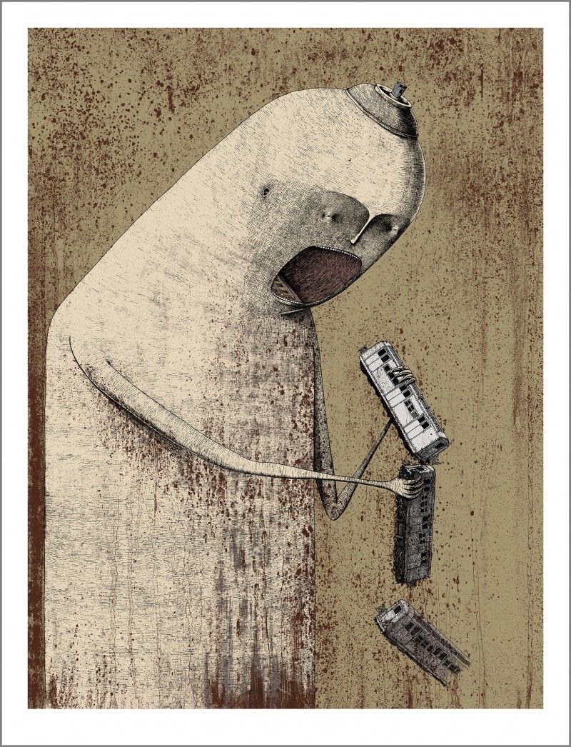 Hunger by Bisser, 21.6" x 28.3 Screen Print