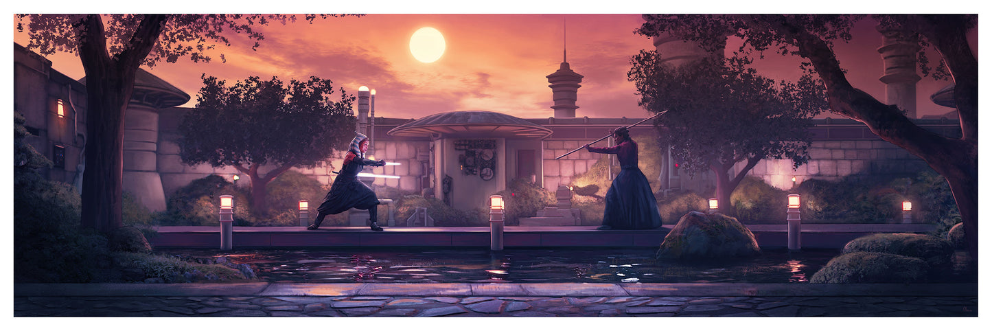 Star Wars Mandalorian Duel for Destiny Variant A by Pablo Olivera, 36" x 12" Fine Art Giclee