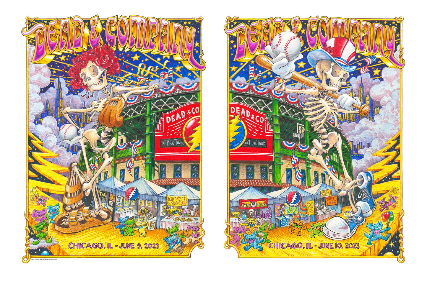 Dead & Company Chicago 2023 Wrigley Uncut by AJ Masthay, 36" x 24" Fine Art Giclee