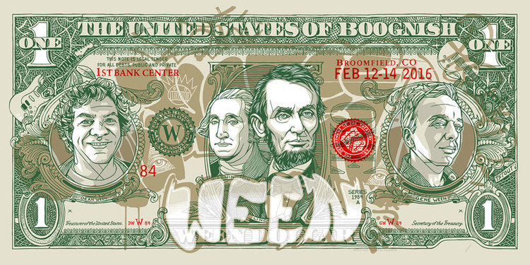 Ween Broomfield 2016 Gold Variant by Tyler Stout, 24" x 12" Screen Print