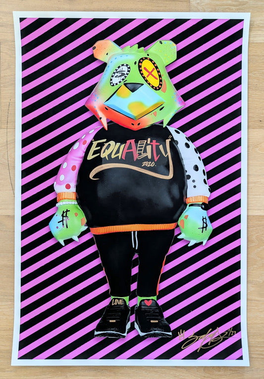 JP Money Bear Justice Equality For All (HAND FINISHED HPM) by King Saladeen