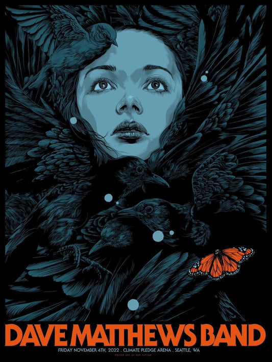 Dave Matthews Band Seattle 2022 by Ken Taylor, 18" x 24" Screen Print