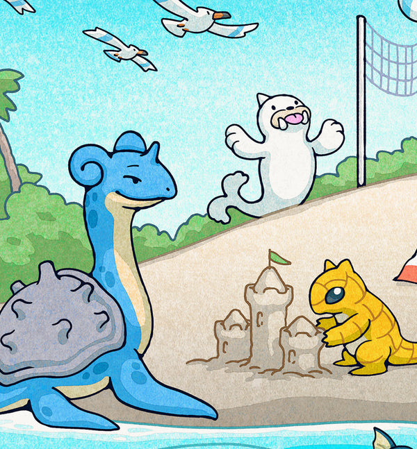 Pokemon (Ukiyo-e Day at the Beach) by Jed Henry