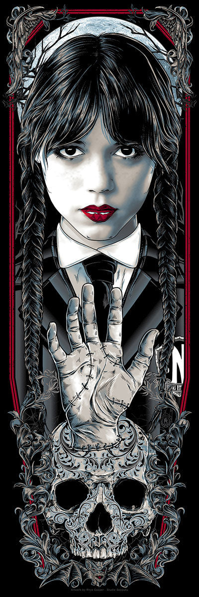 Wednesday Addams Family (Jenny Ortega) by Rhys Cooper, 12" x 36" Screen Print
