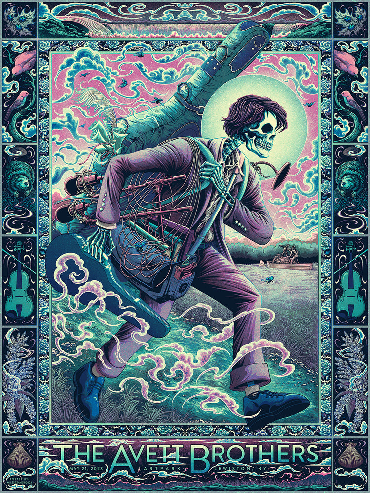 The Avett Brothers Lewiston 2023 (Cool Variant) by Miles Tsang, 18" x 24" Screen Print