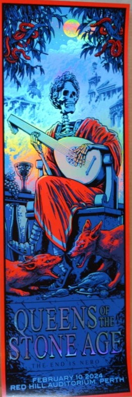 Queens of the Stone Age Perth 2024 (FOIL) by Blair Sayer, 12" x 36" Screen Print
