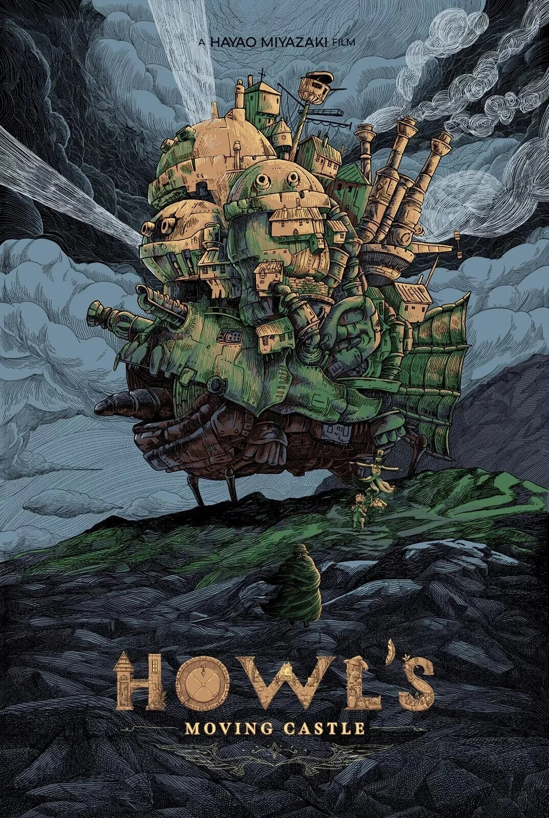 Howls Moving Castle by Raf Banzuela, 24" x 36" Screen Print
