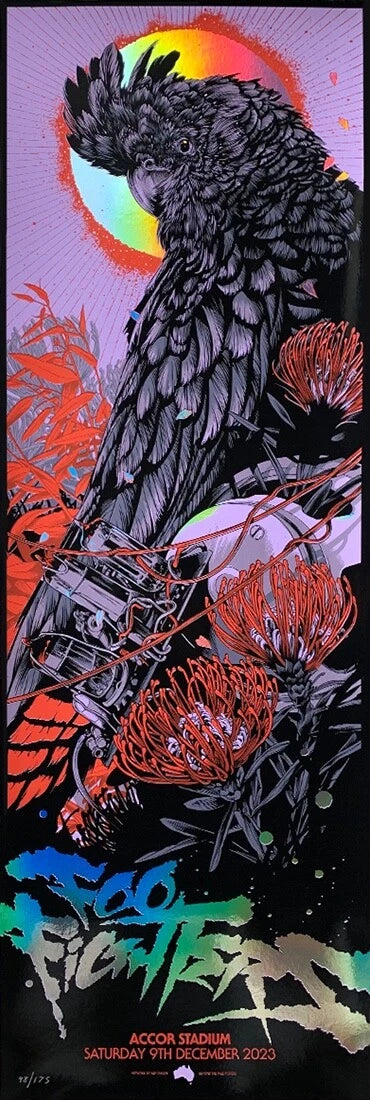 Foo Fighters Sydney 2023 (Accor FOIL) by Ken Taylor, 12" x 36" Screen Print
