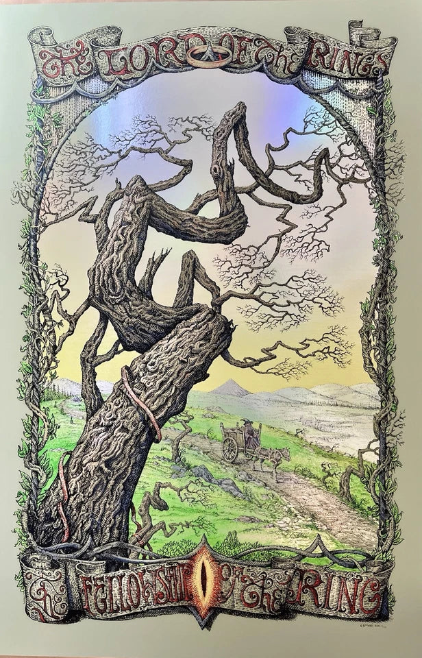 Lord of the Rings Fellowship of the Ring (FOIL Variant AP) by David Welker, 24" x 36" Screen Print