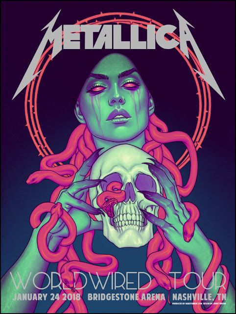 Metallica Nashville 2018 by Jenny Frison, 18" x 24" Screen Print