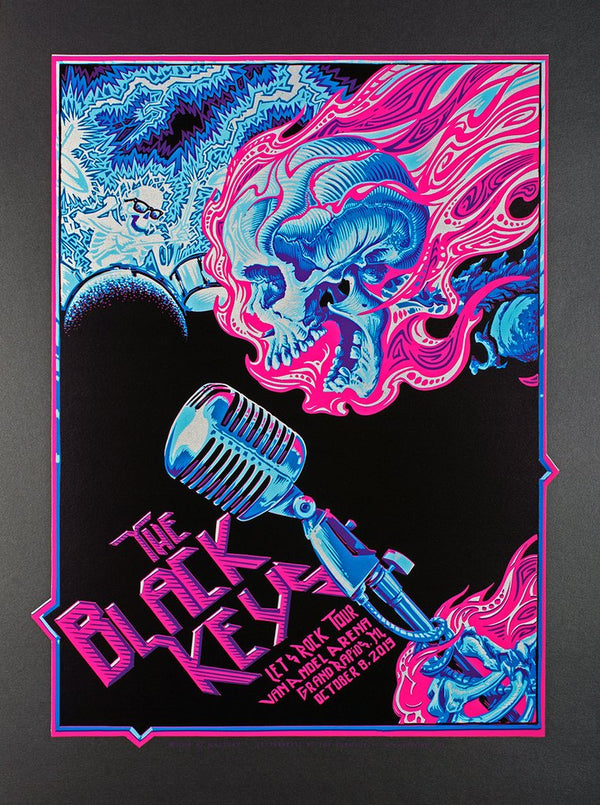 The Black Keys Grand Rapids 2019 by AJ Masthay, 18" x 24" Linoleum Block Print