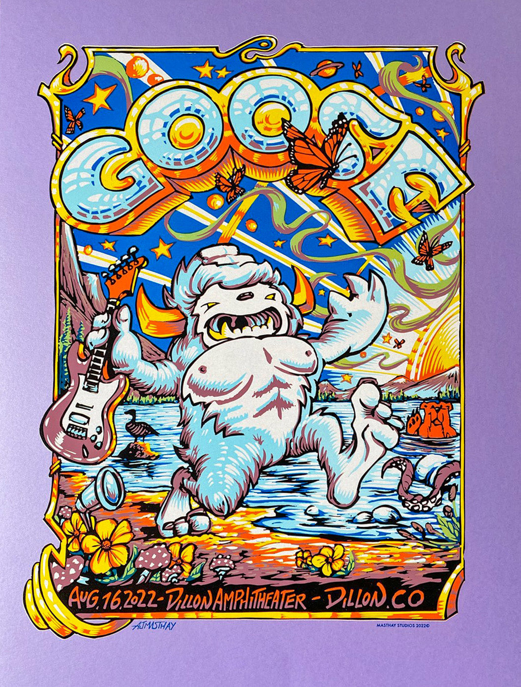 Goose Dillon 2022 Amethyst Stardreams N1 by AJ Masthay, 18" x 24" Linoleum Block Print