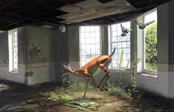 Afternoon of a Faun by Josh Keyes, 18" x 12" Fine Art Giclee