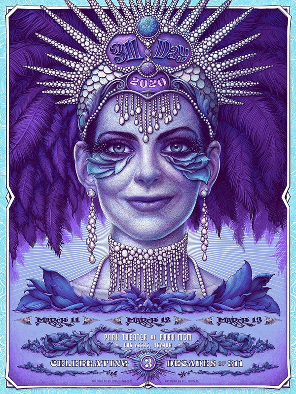 311 Las Vegas 2020 Day Violet Variant by NC Winters, 18" x 24" Screen Print