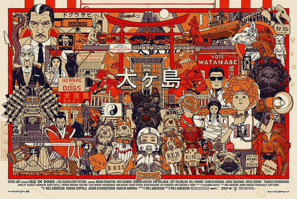 Isle of Dogs  by Tyler Stout, 36" x 24" Screen Print