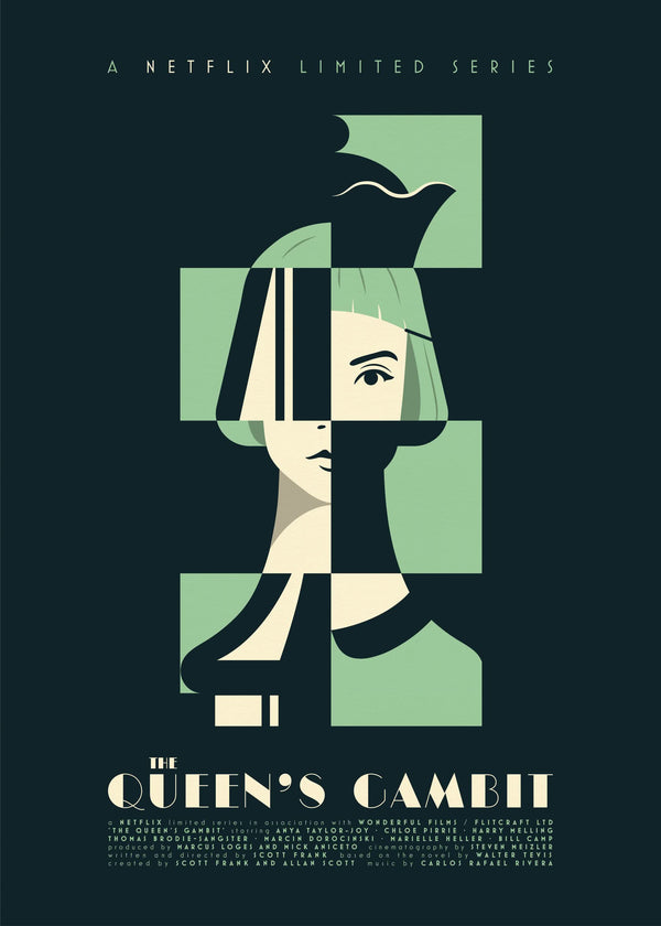 Queen's Gambit Variant by Kit Russell, 19.7" x 27.5" Screen Print