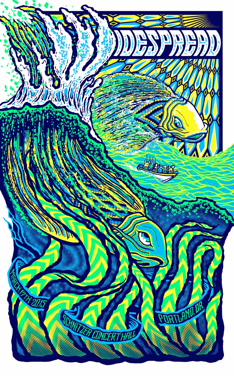 Widespread Panic Portland 2015 by Brad Klausen, 15" x 24" Screen Print