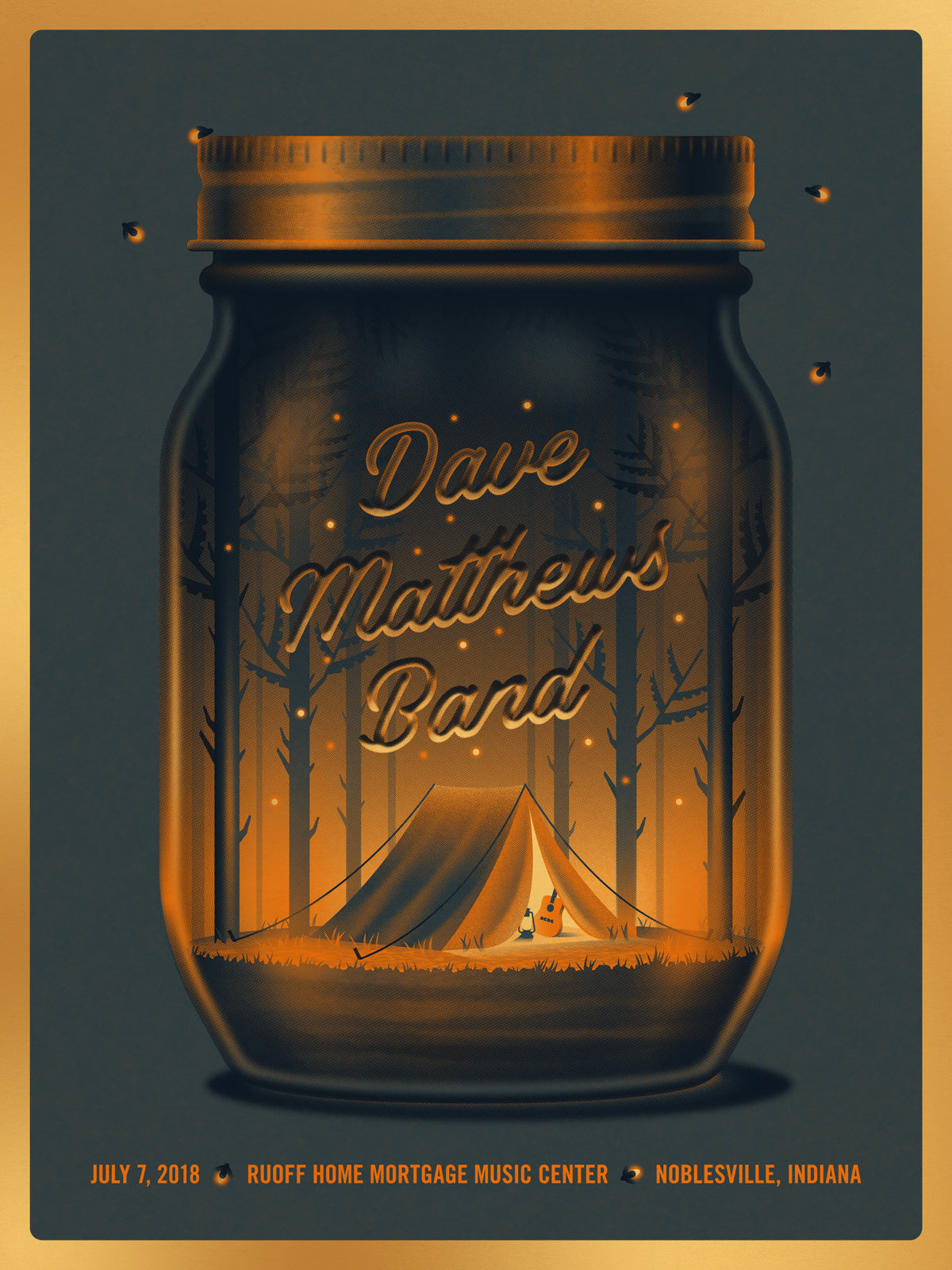 Dave Matthews Band Noblesville 2018 by DKNG, 18" x 24" Screen Print