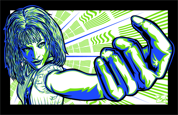 Pulp Fiction (Leeloo) by Duke Duel, 17" x 11" Screen Print with fluorescent ink
