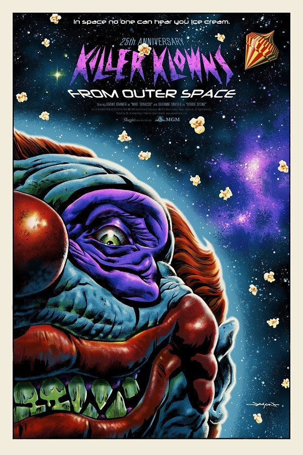 Killer Klowns from Outer Space by Jason Edmiston, 24" x 36" Screen Print