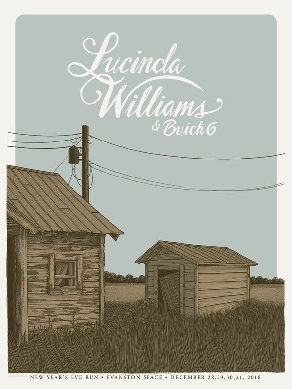 Lucinda Williams Evanston 2016 by Justin Santora, 18" x 24" Screen Print