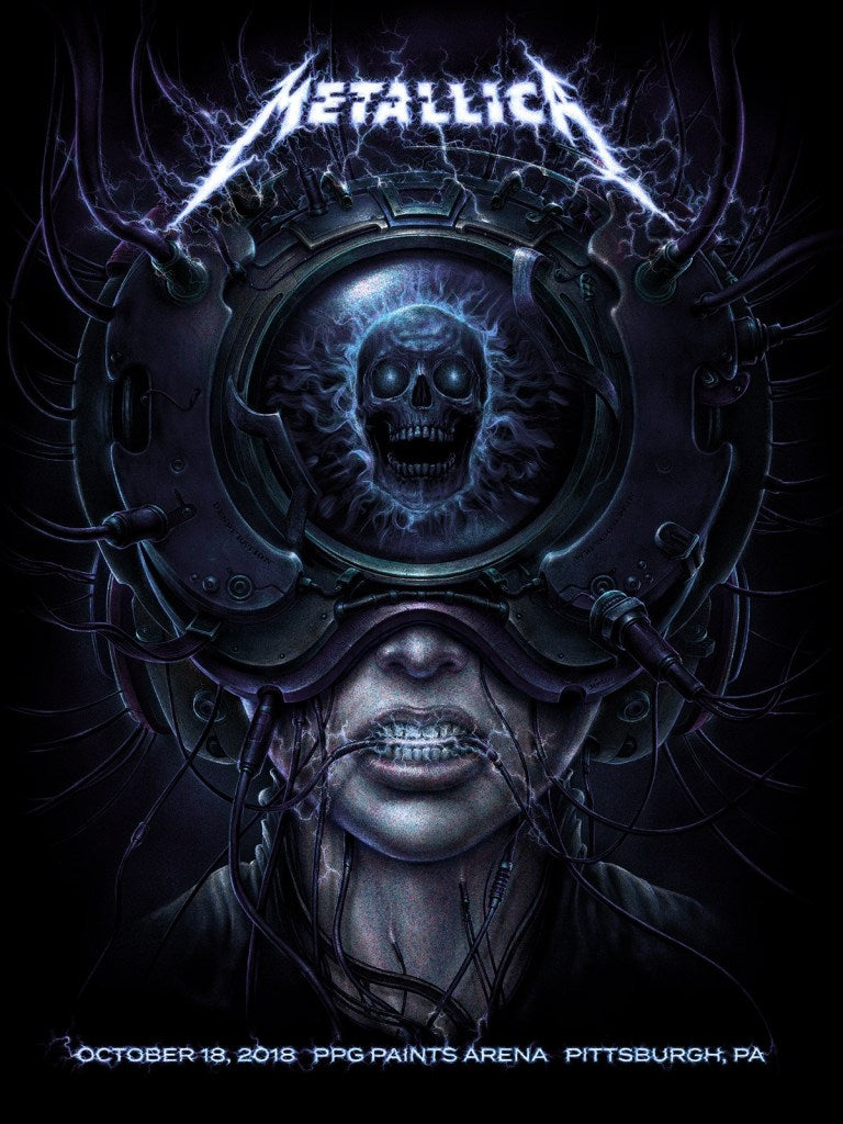 Metallica Pittsburgh 2018 deep dark variant by N.C. Winters, 18" x 24" Screen Print