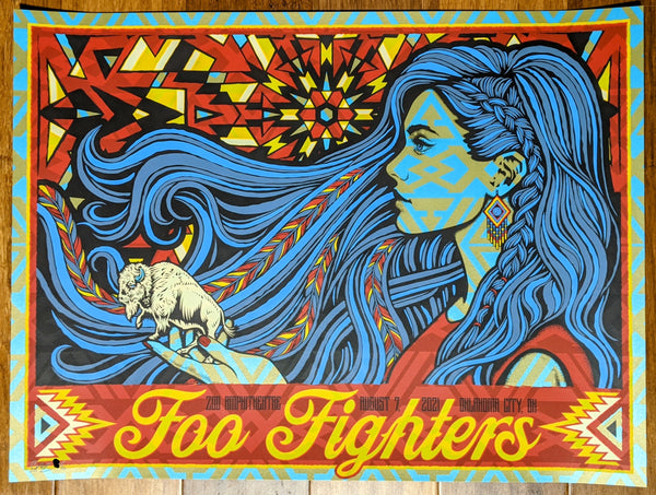 Foo Fighters Oklahoma City 2021 Curcao Variant by Todd Slater, 18" x 24" Screen Print