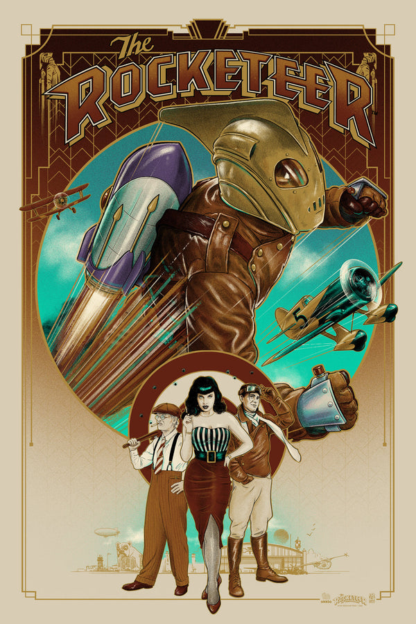 The Rocketeer (Retro Variant) by Vance Kelly, 24" x 36" Screen Print