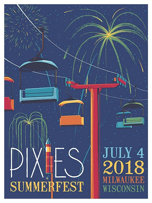 Pixies Milwaukee 2018 Foil by Steve Thomas, 18" x 24" Screen Print on Foil