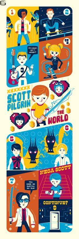 Scott Pilgrim vs. the World by Dave Perillo, 12" x 36" Screen Print