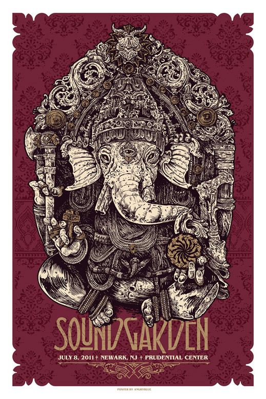 Soundgarden Newark 2011 by Angryblue, 18" x 24" Screen Print