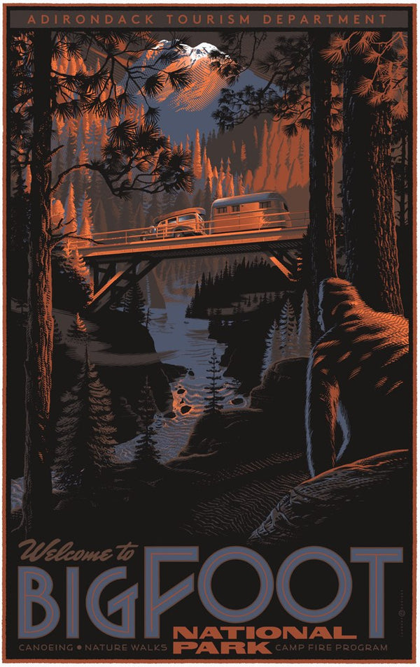 Bigfoot National Park by Laurent Durieux, 16" x 24" Screen Print