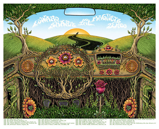 Edward Sharpe and the Magnetic Zeros Various (tour) 2012 by Emek, 23.25" 19" Screen Print