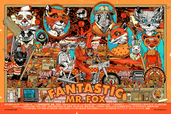 Fantastic Mr. Fox by Tyler Stout, 36" x 24" Screen Print