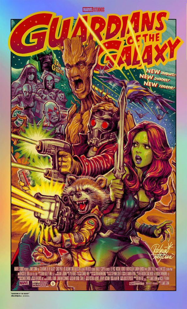 Guardians of the Galaxy (Foil Variant) by Rockin' Jelly Bean, 19" x 31.5" Screen Print