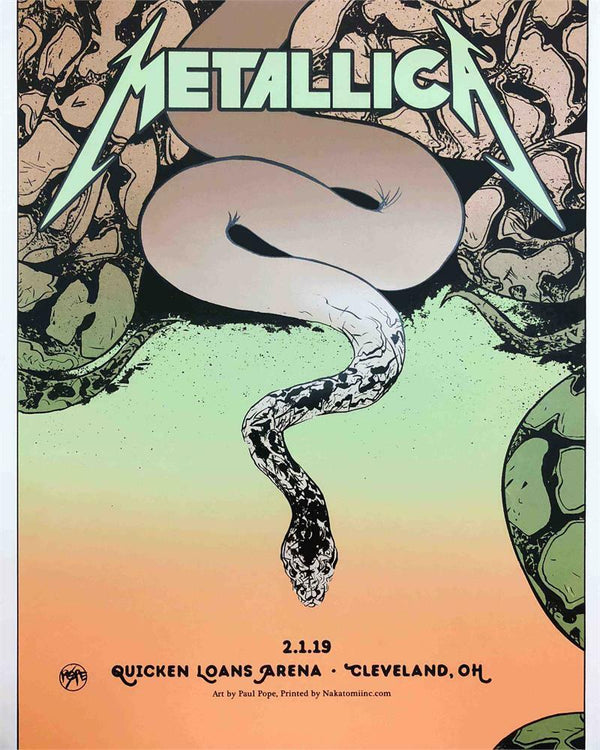 Metallica Cleveland 2019 by Paul Pope, 18" x 24" Screen Print