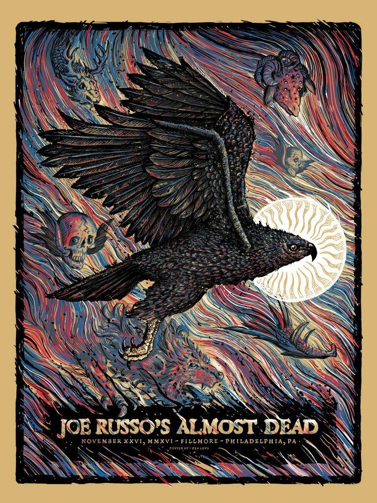 Joe Russo's Almost Dead Philadelphia 2016 by Zeb Love, 18" x 24" Screen Print
