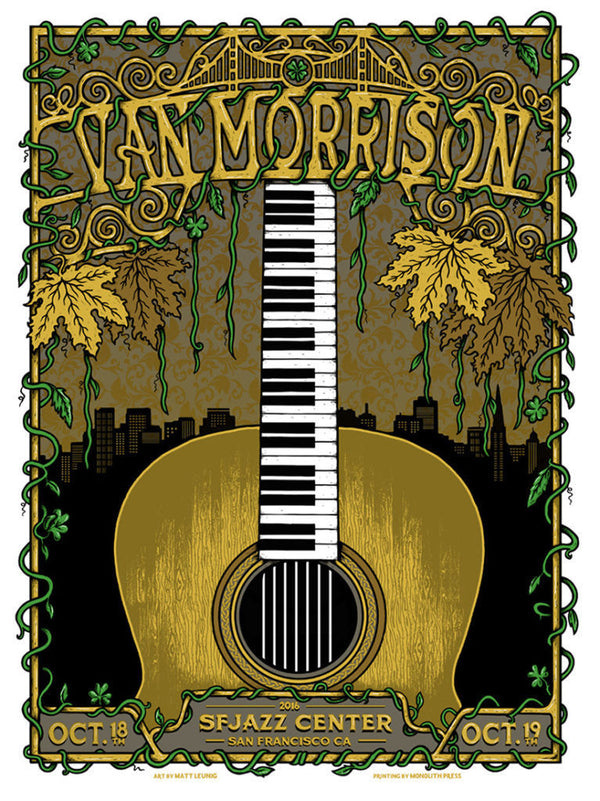 Van Morrison San Francisco 2016 by Matt Leunig, 18" x 24" Screen Print