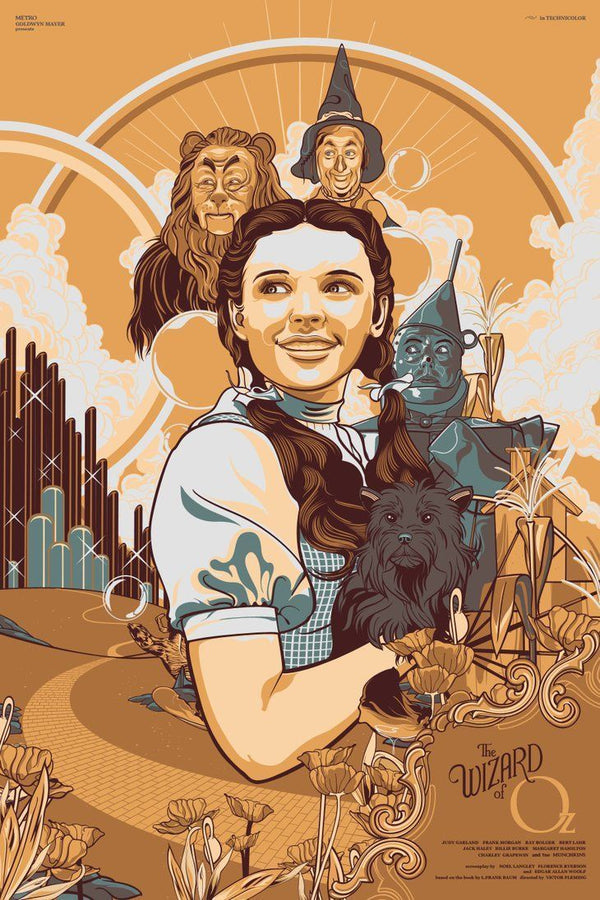 Wizard of Oz (Dorothy) by Vincent Aseo, 24" x 36" Screen Print with metallic gold ink